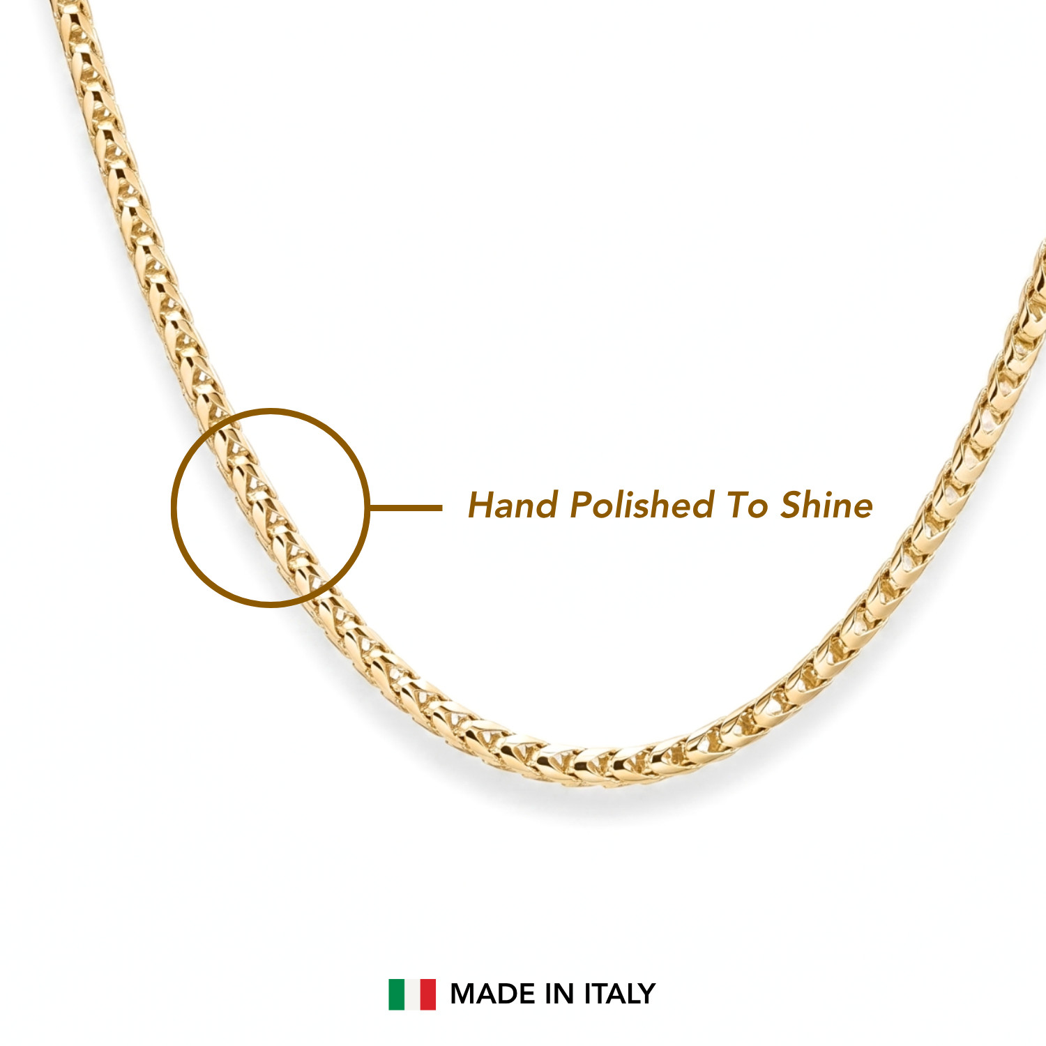 Gold 1.5mm 1.75mm Franco Chain Italian Necklace 16″-22″ 925 Sterling Silver