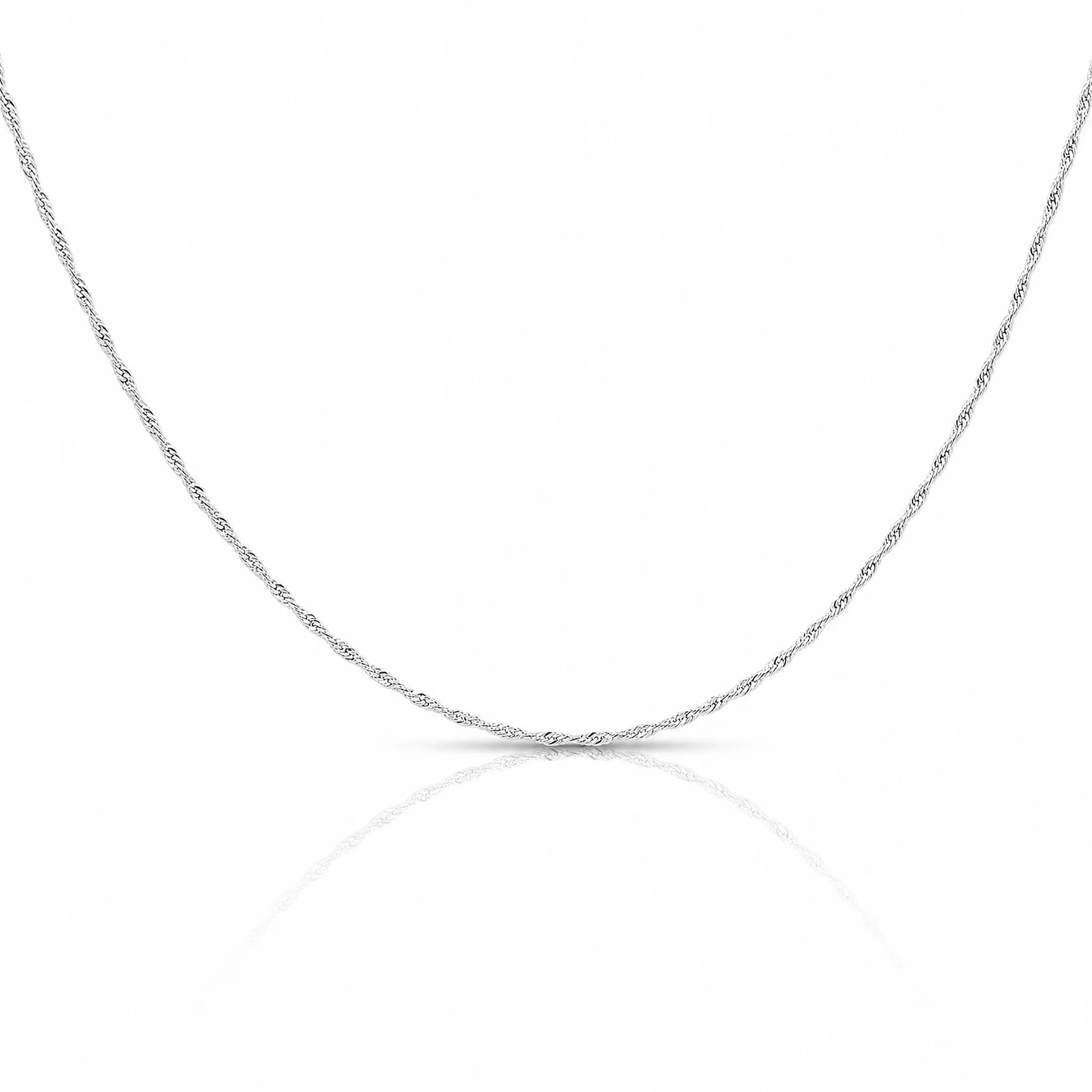 14K White Gold 1mm Carded Singapore Chain Necklace 16″-24″