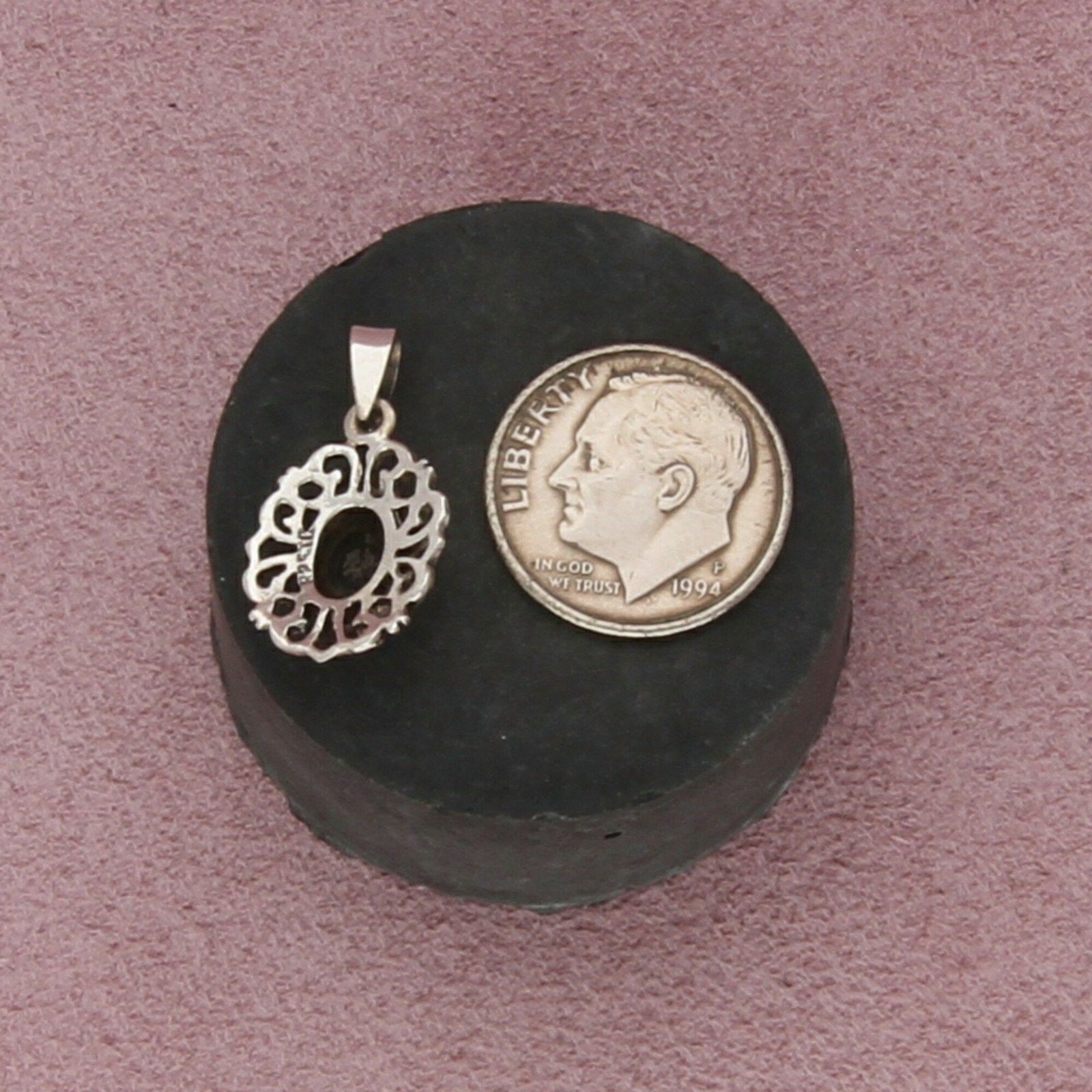 sterling silver black onyx scroll pendant