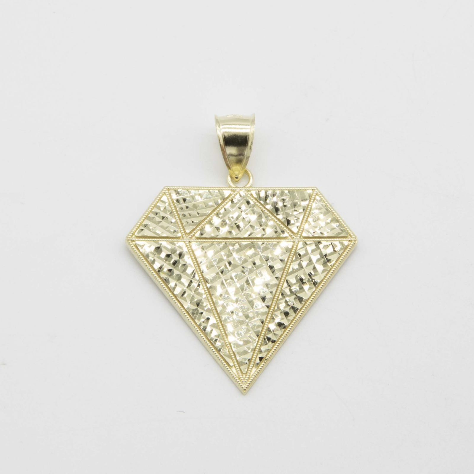 Textured Diamond Shaped Pendant Real 10K Gold Pendant All Sizes