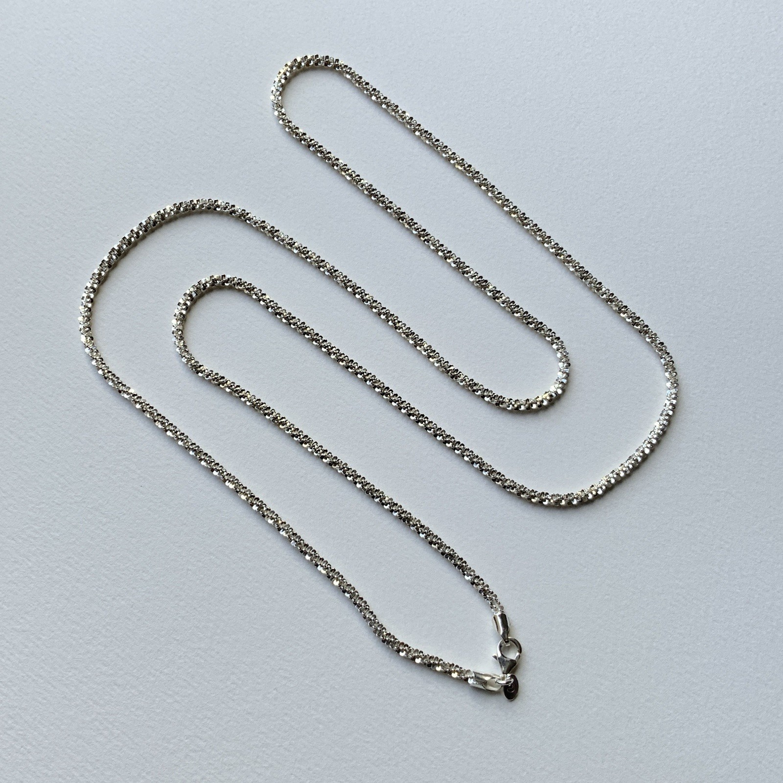 Milor 950 Silver Glitter Margarita Chain Necklace 36” – Made In Italy