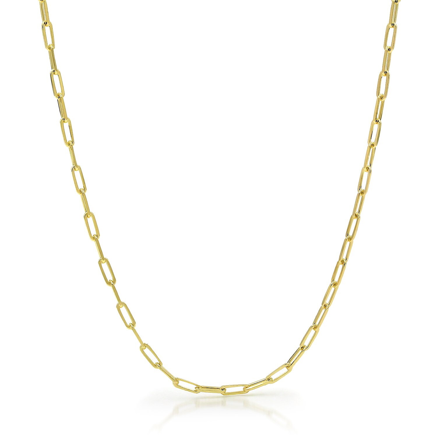 10k Yellow Gold 2mm Paperclip Chain Cable Rolo Link Necklace Womens 16″- 24″