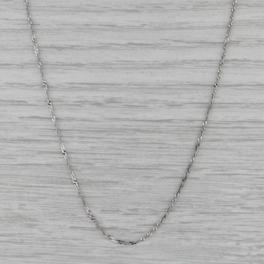 20″ 1.2mm Singapore Chain Necklace 14k White Gold Italian