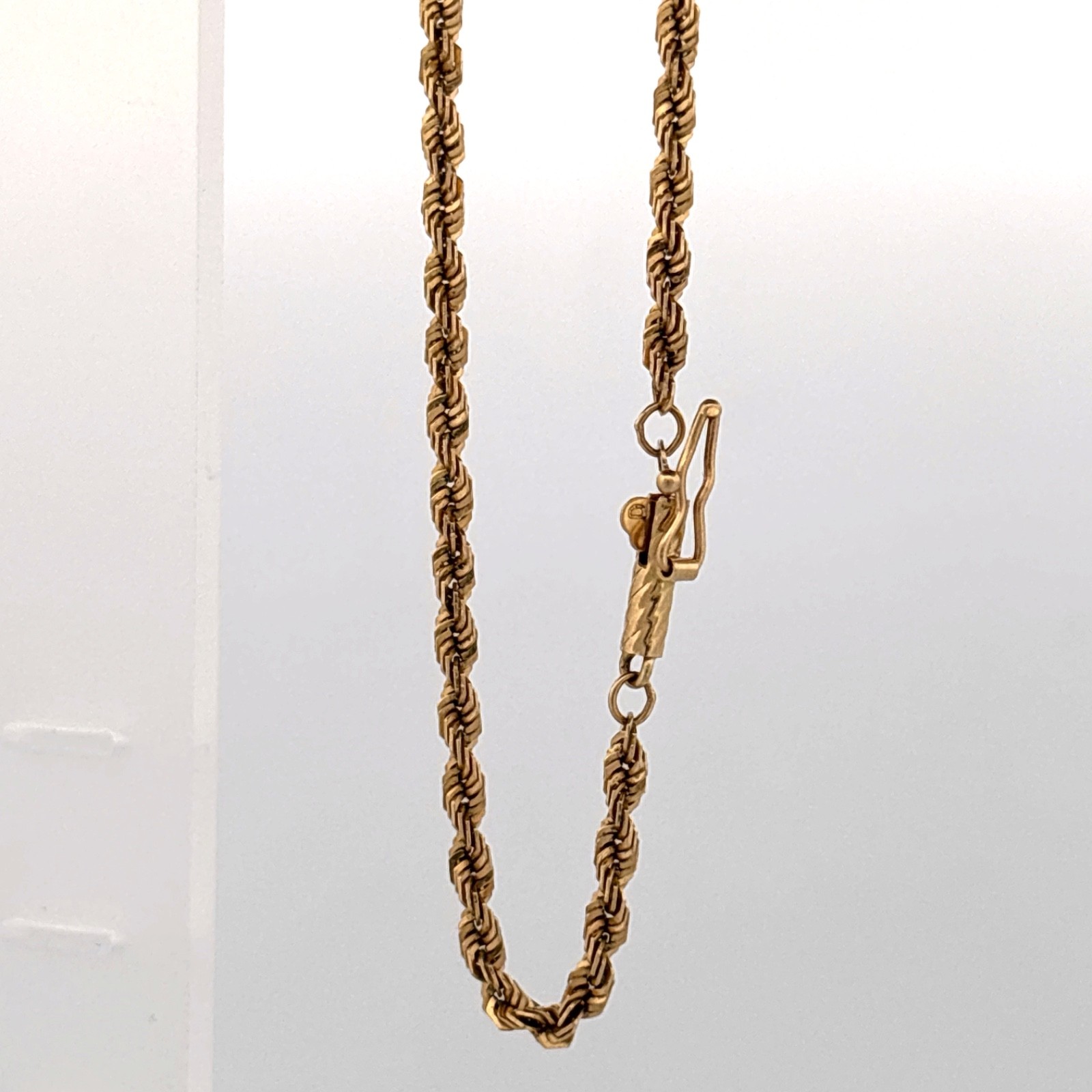 14k Yellow Gold Rope Chain Bracelet 2.4mm 7 Inch