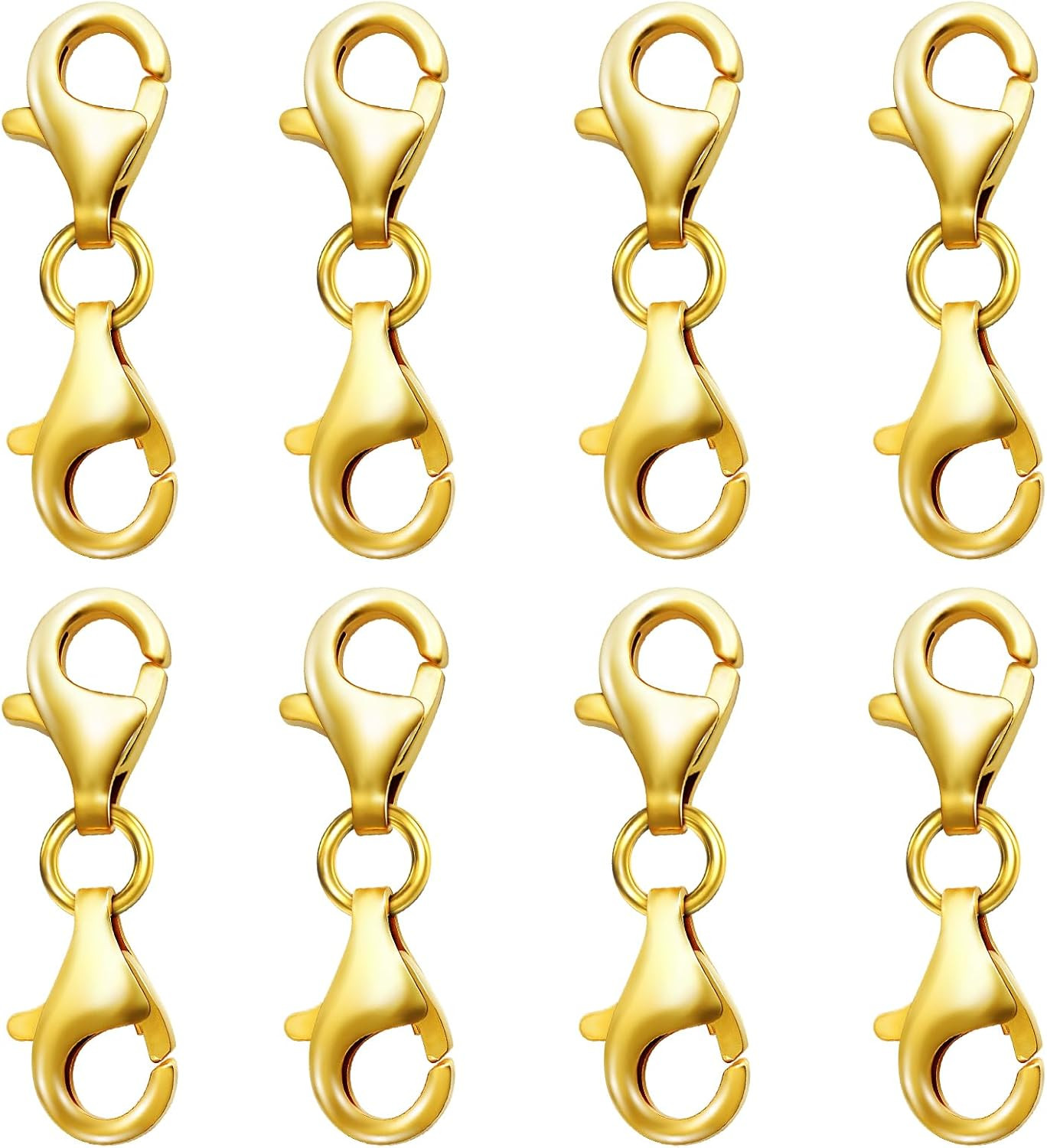 Double Lobster Claw Clasps Necklace Extender Gold, Double End Design Necklace Cl