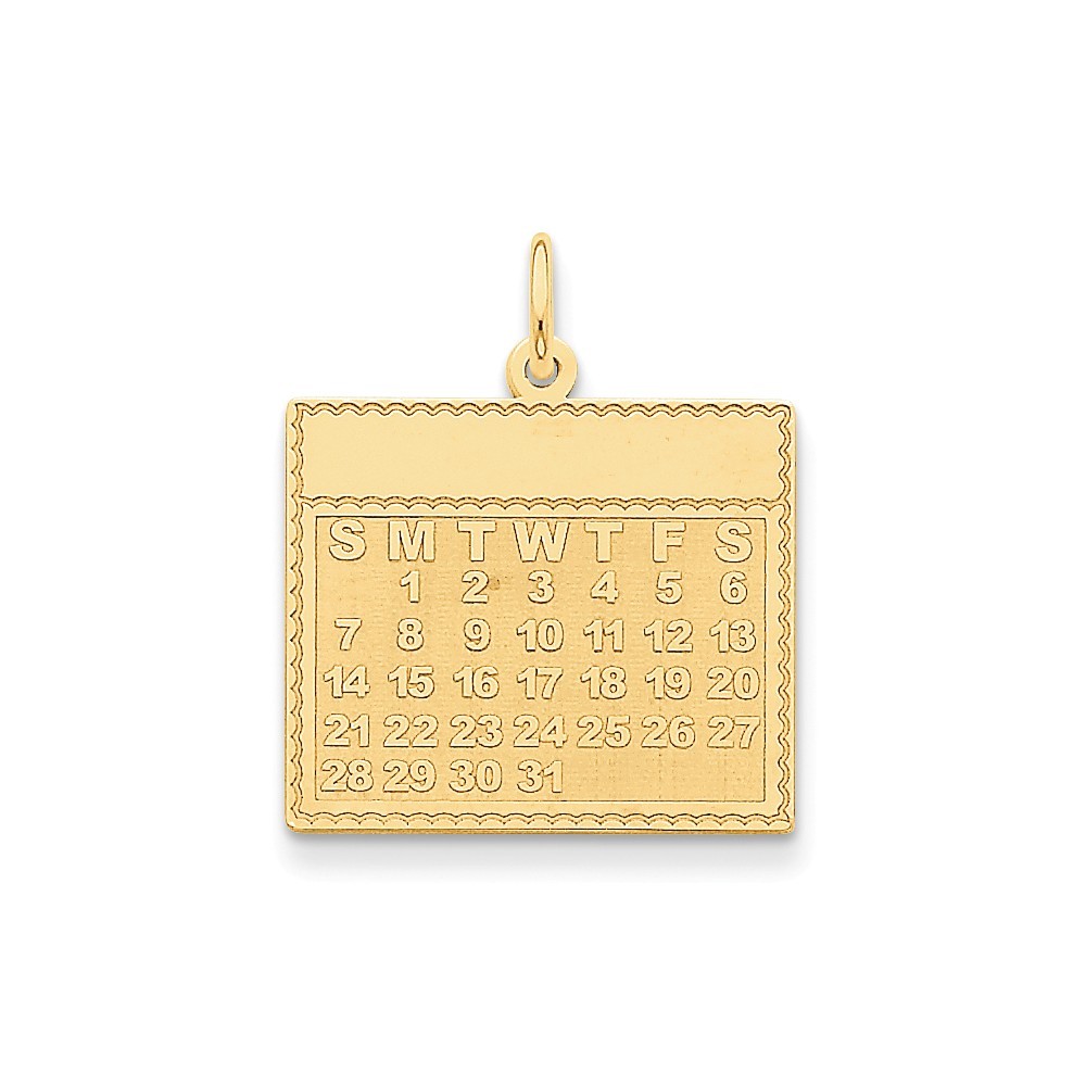14k Yellow Gold Monday The First Day Calendar Pendant