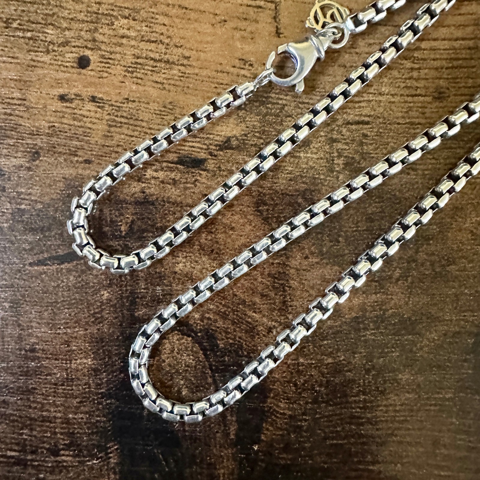 David Yurman Medium Box Chain Necklace w/ 14K Yellow Gold – 3.6mm – 18″