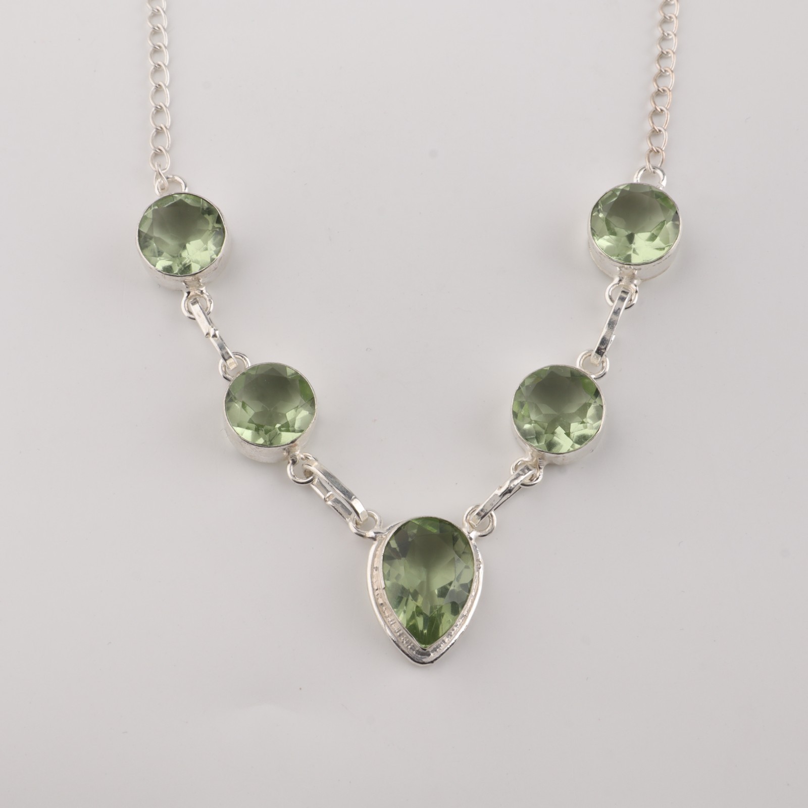 Green Amethyst Gemstone 925 Serling Silver Customized Pretty Necklace For Women