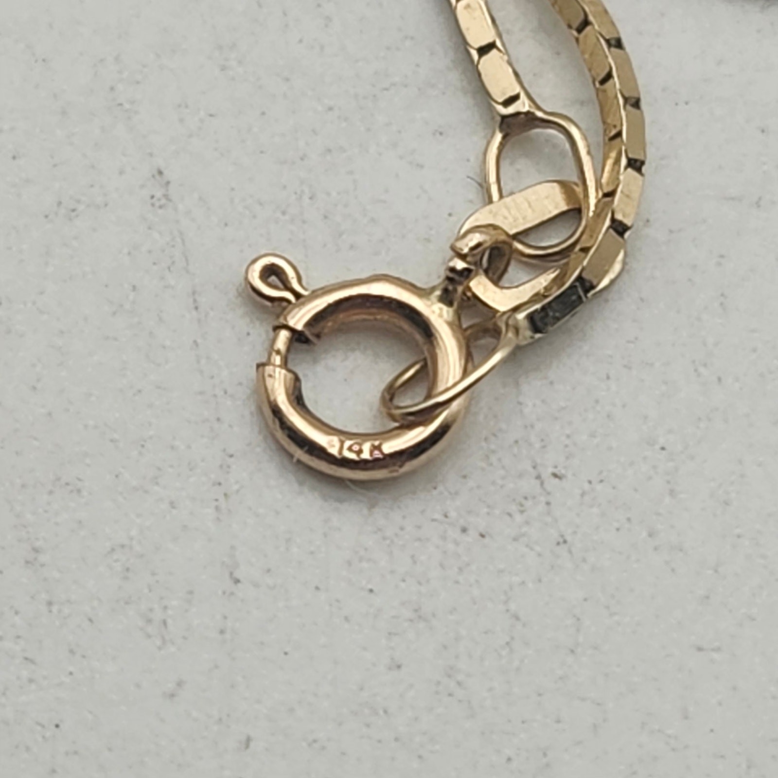 NC 14K Yellow Gold Box Chain Necklace 18 Inch 0.75mm Dainty 2.48g Spring Clasp