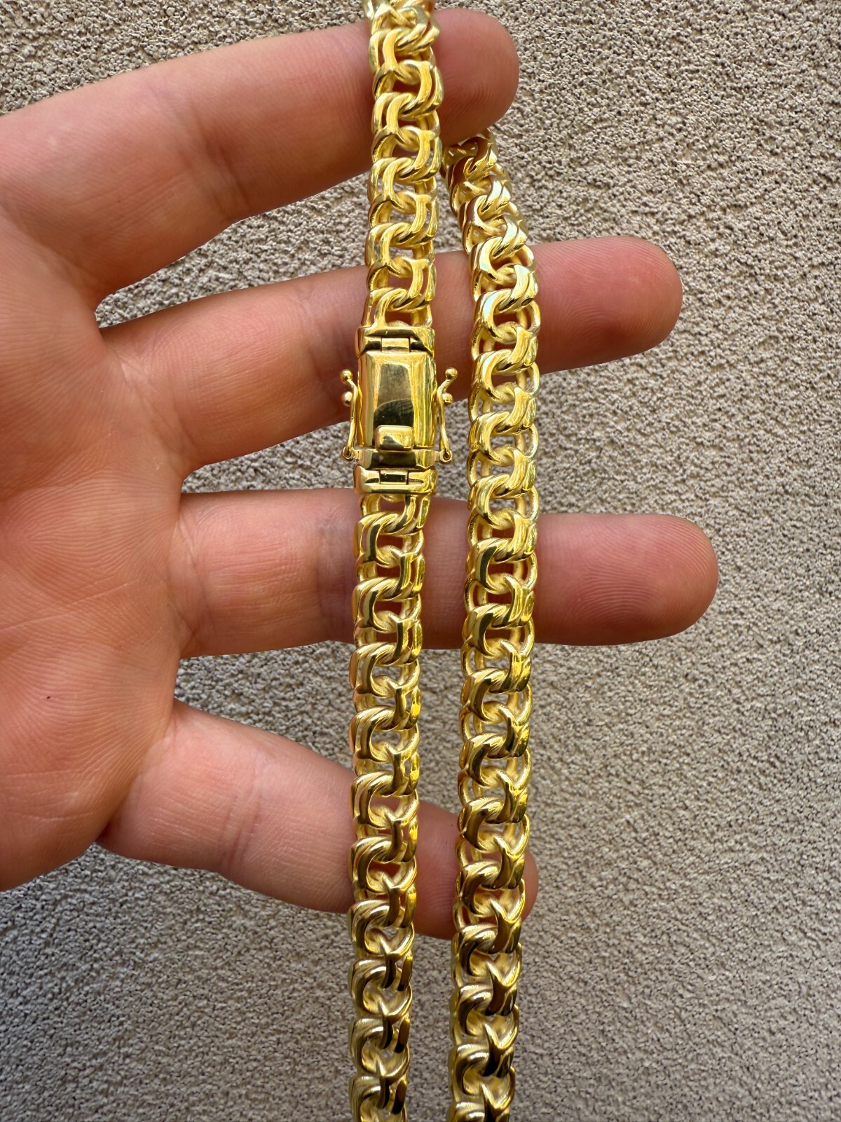 Handmade 9mm Bismark Garibaldi Chino Chain 14k Gold Over 925 Silver Necklace