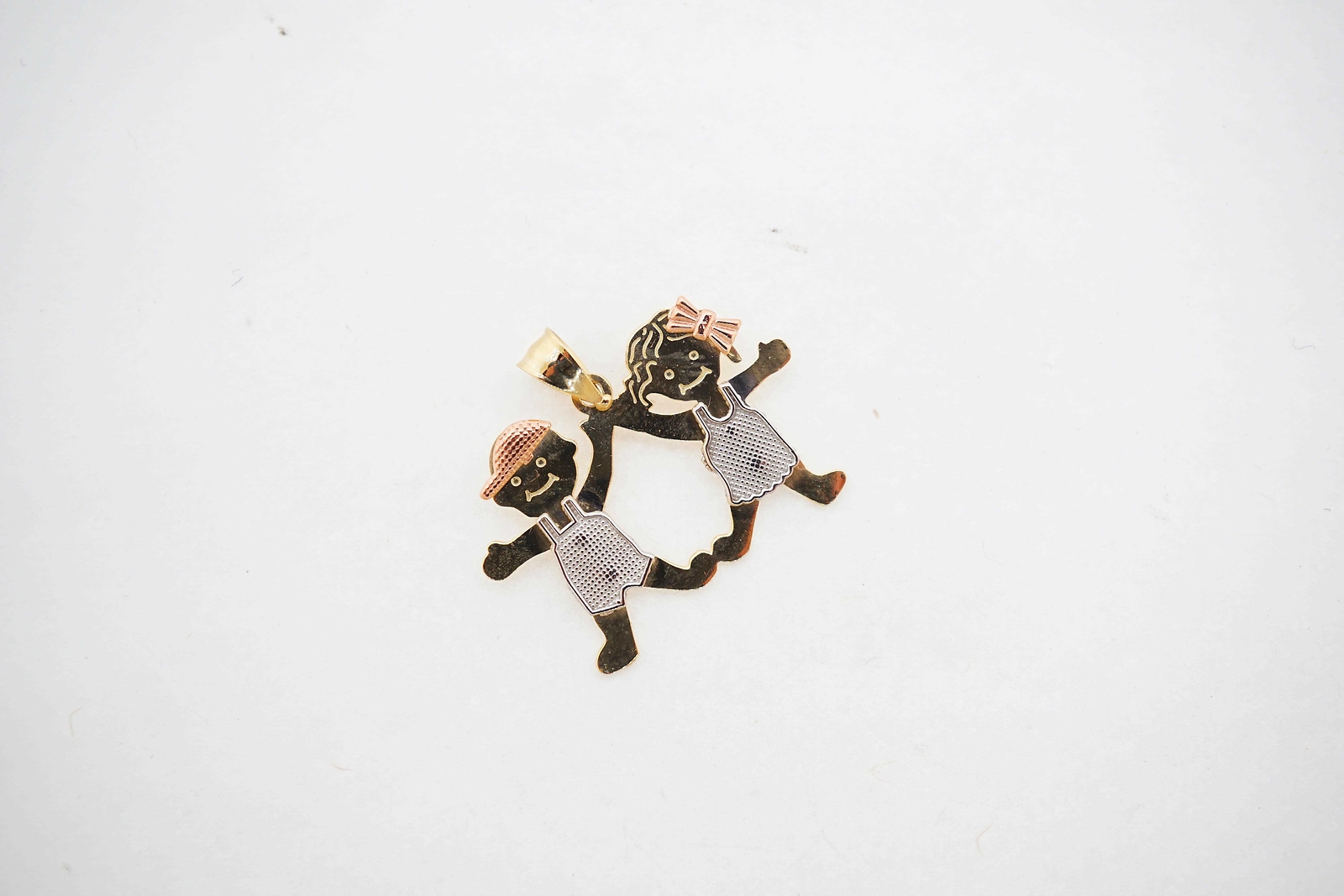 14K Multi-Tone Gold Unisex Boy Girl Pendant Charm 2.40g