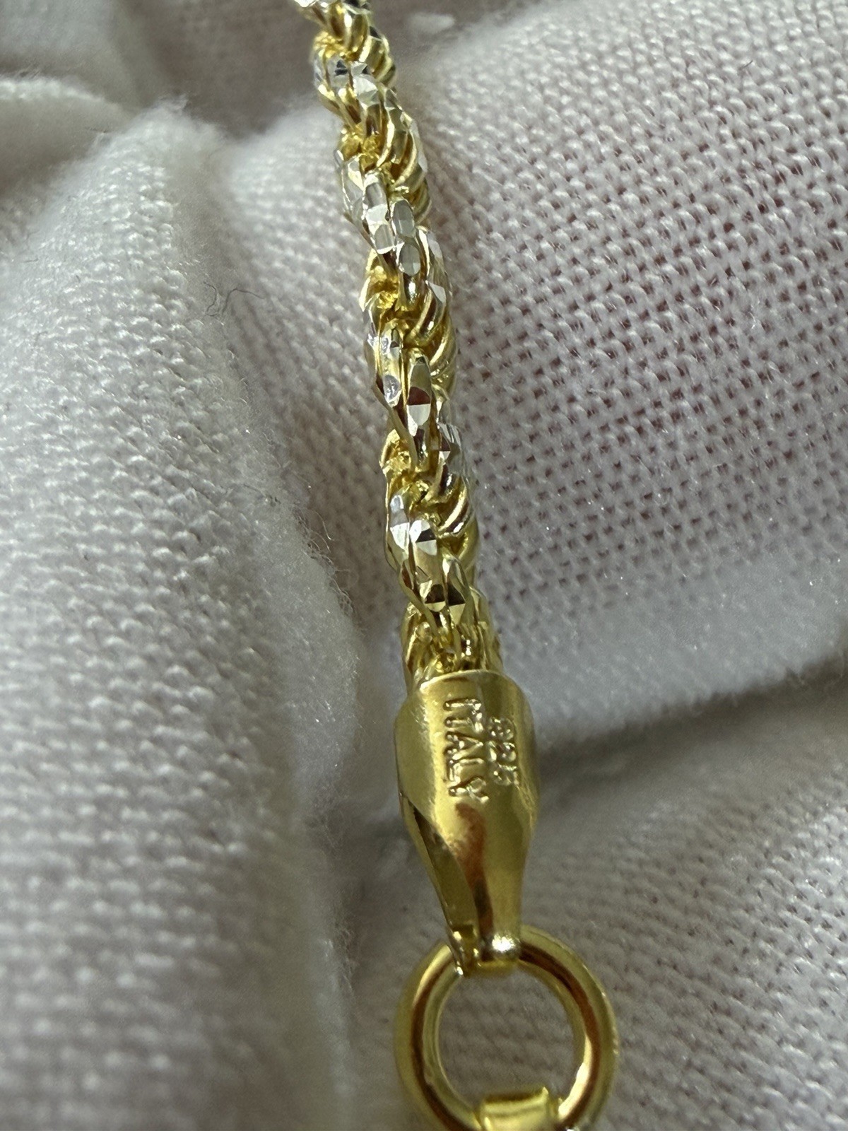 22 inch 2.2mm – Gold Over 925 Sterling Silver Two Tone Rope Chain
