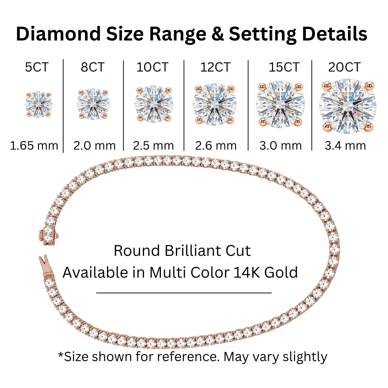 Diamonair 8 CTW Lab Grown Diamond Round Tennis Necklace 14K Rose Gold 18in