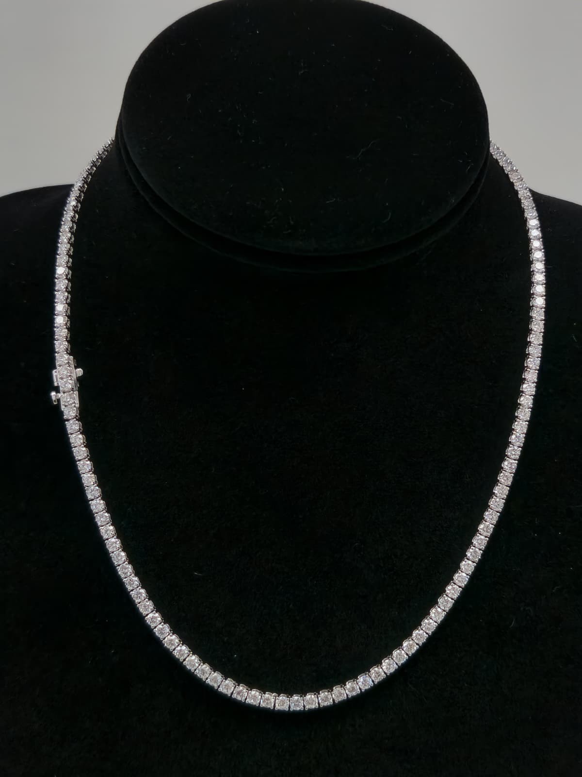 20.00 Ct Lab Grown Diamond Tennis Necklace 14k White Gold 24 Gm E F VVS 17 Inch