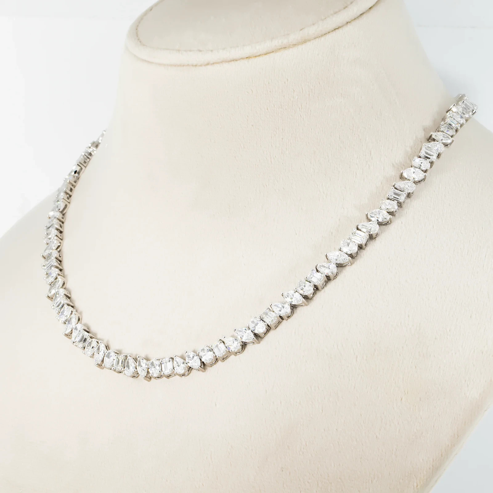 14K White Gold Graduated Multi Shape Lab Grown Diamond Tennis 18″ Women’s Gift