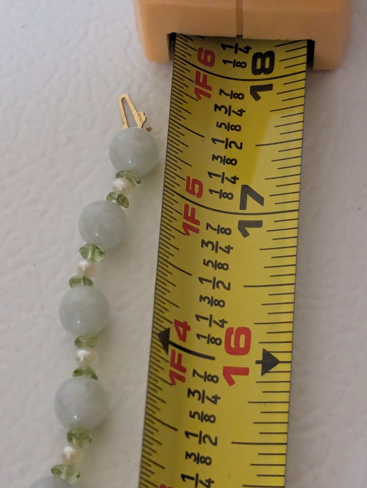 2008 QVC Chinese Jade W/Fresh Water Pearls 14k Clasp 18 Inches In Original Box
