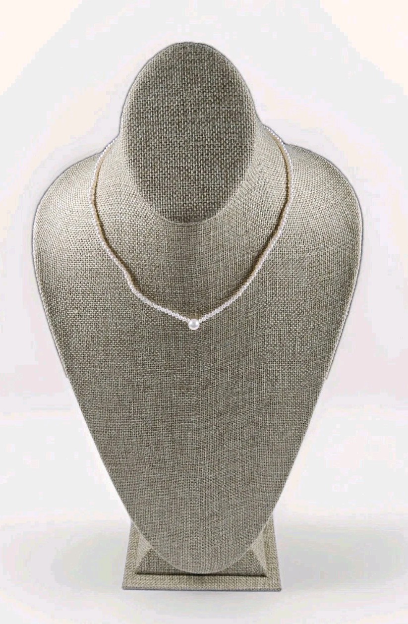 Dainty Seed Pearl With Pearl Pendant Ivory Necklace