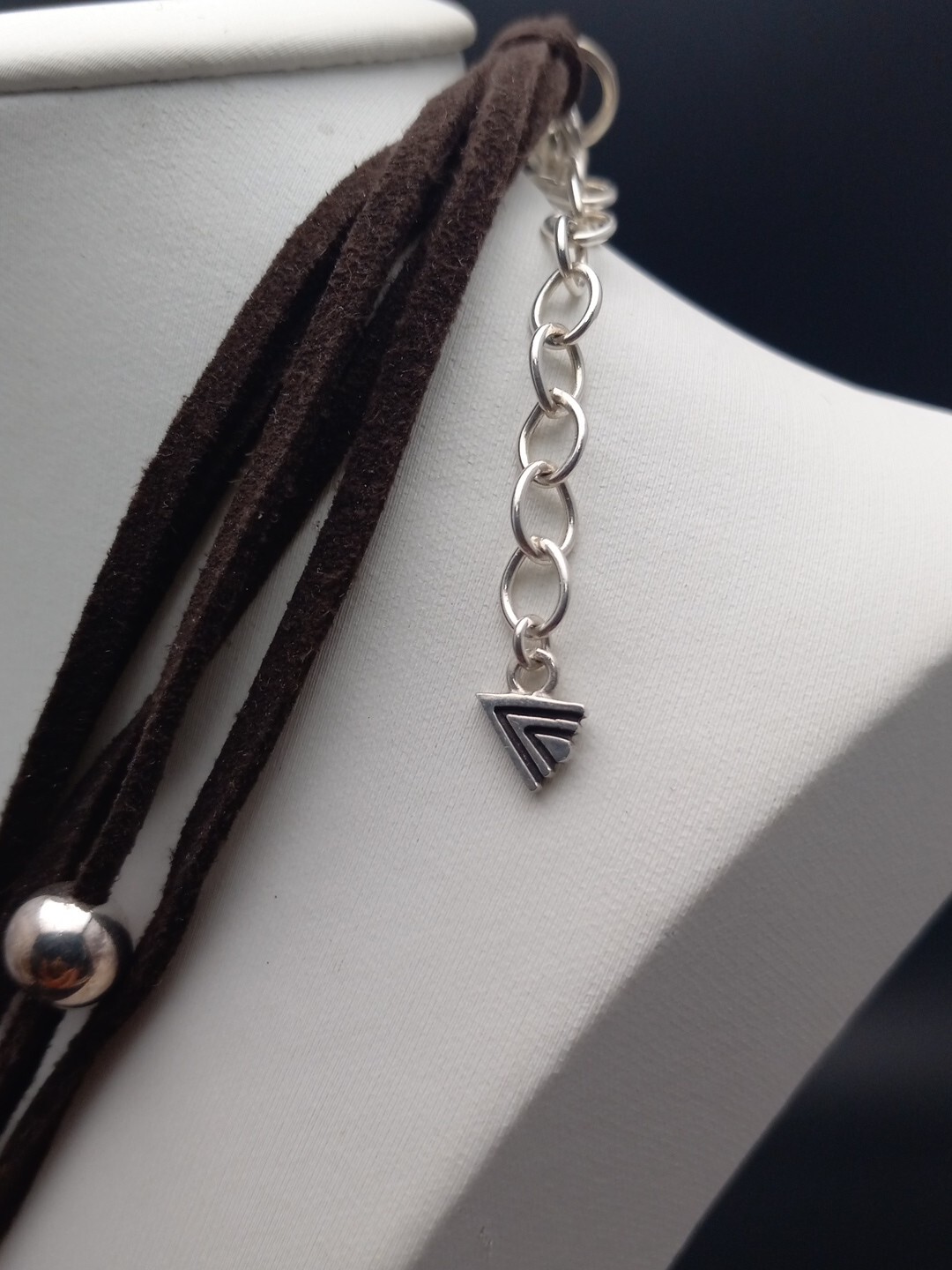 SILPADA Retired 925 Sterling Silver Brown Suade Pen Shell Pendant Necklace
