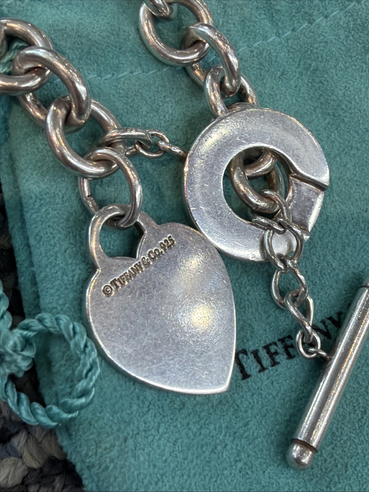 Authentic Tiffany & Co. Return to Tiffany Heart Tag Toggle Necklace 16” W/ Pouch