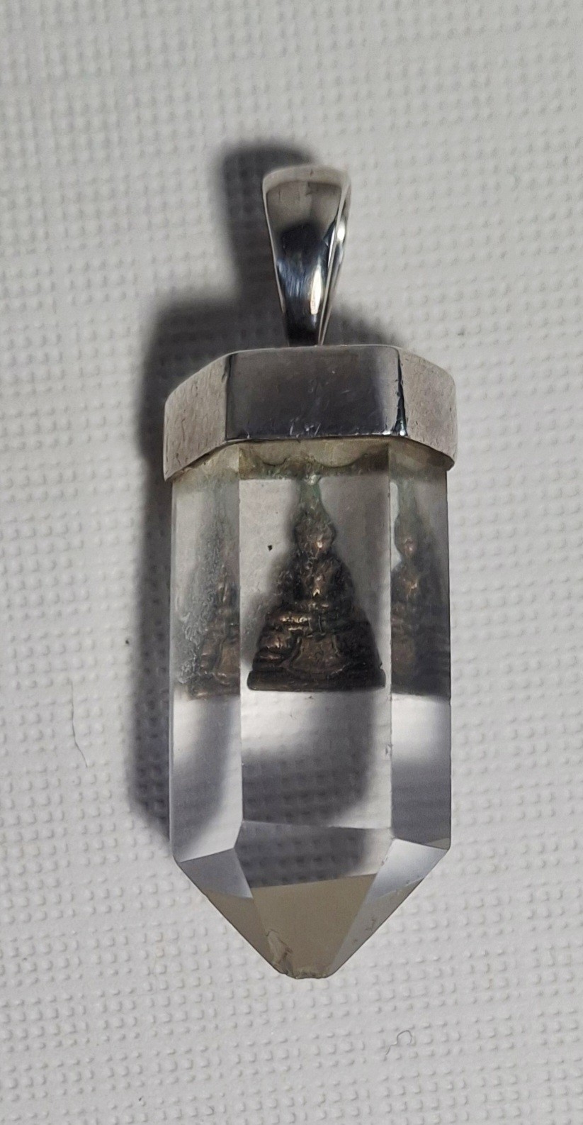 Clear Crystal Point Pendant with Sterling Siiver Bail & Buddha *Wholesale*