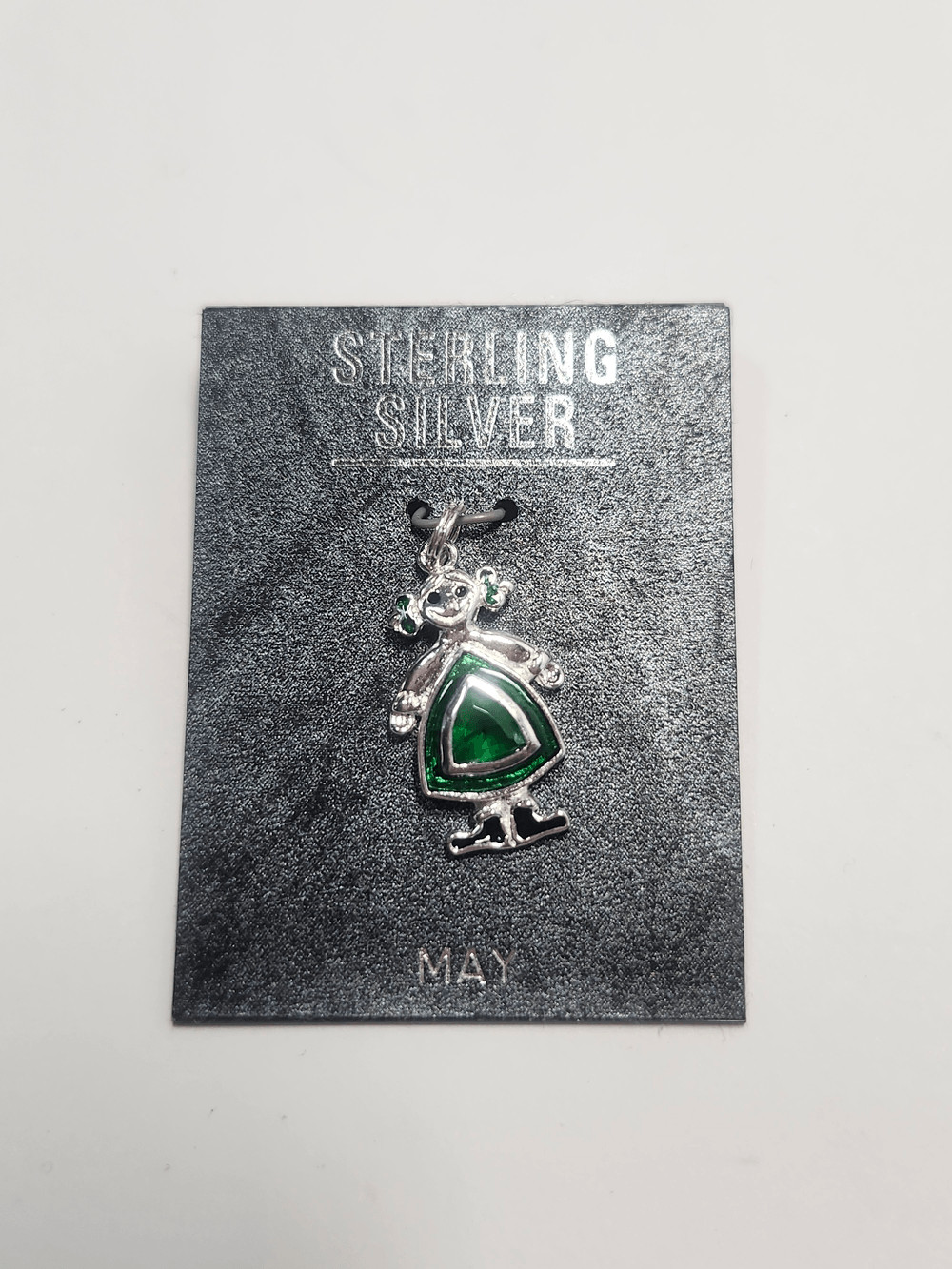 May Birthstone Girl Pendant – Green Sterling Plated