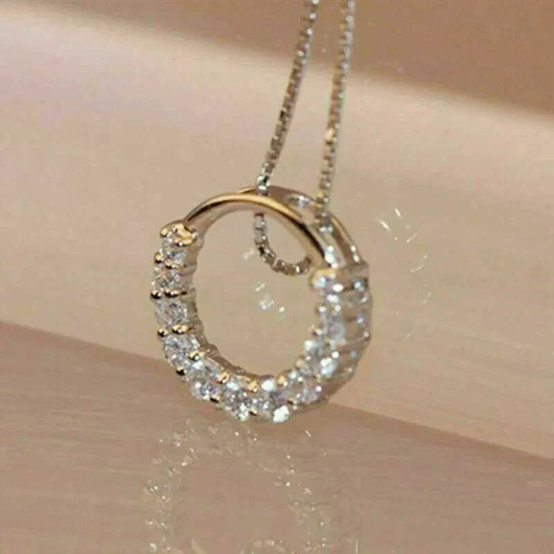 1Ct Round Cut Lab Created Diamond Women’s Circle Pendant 14K Yellow Gold Plated