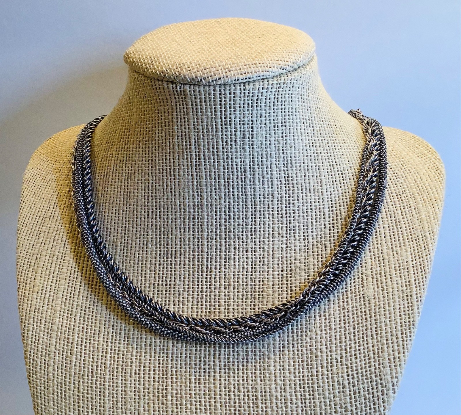 Silpada N1719 Sterling Silver (4) Multi-Strand 16-18” Necklace Oxidized Popcorn
