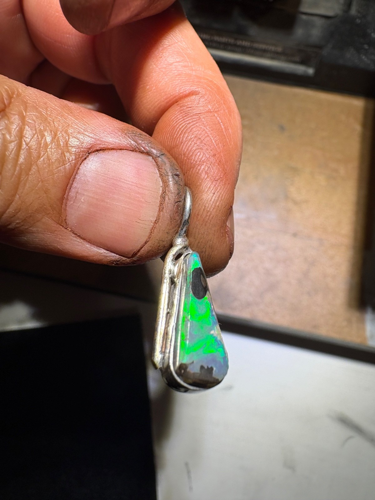 australian black opal pendant