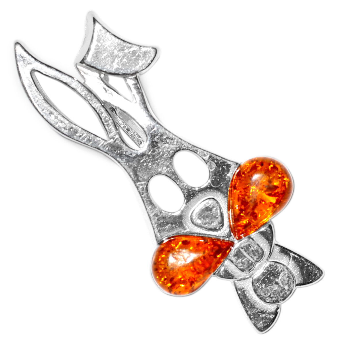 3.57g Rabbit Authentic Baltic Amber 925 Sterling Silver Pendant Jewelry N-A687