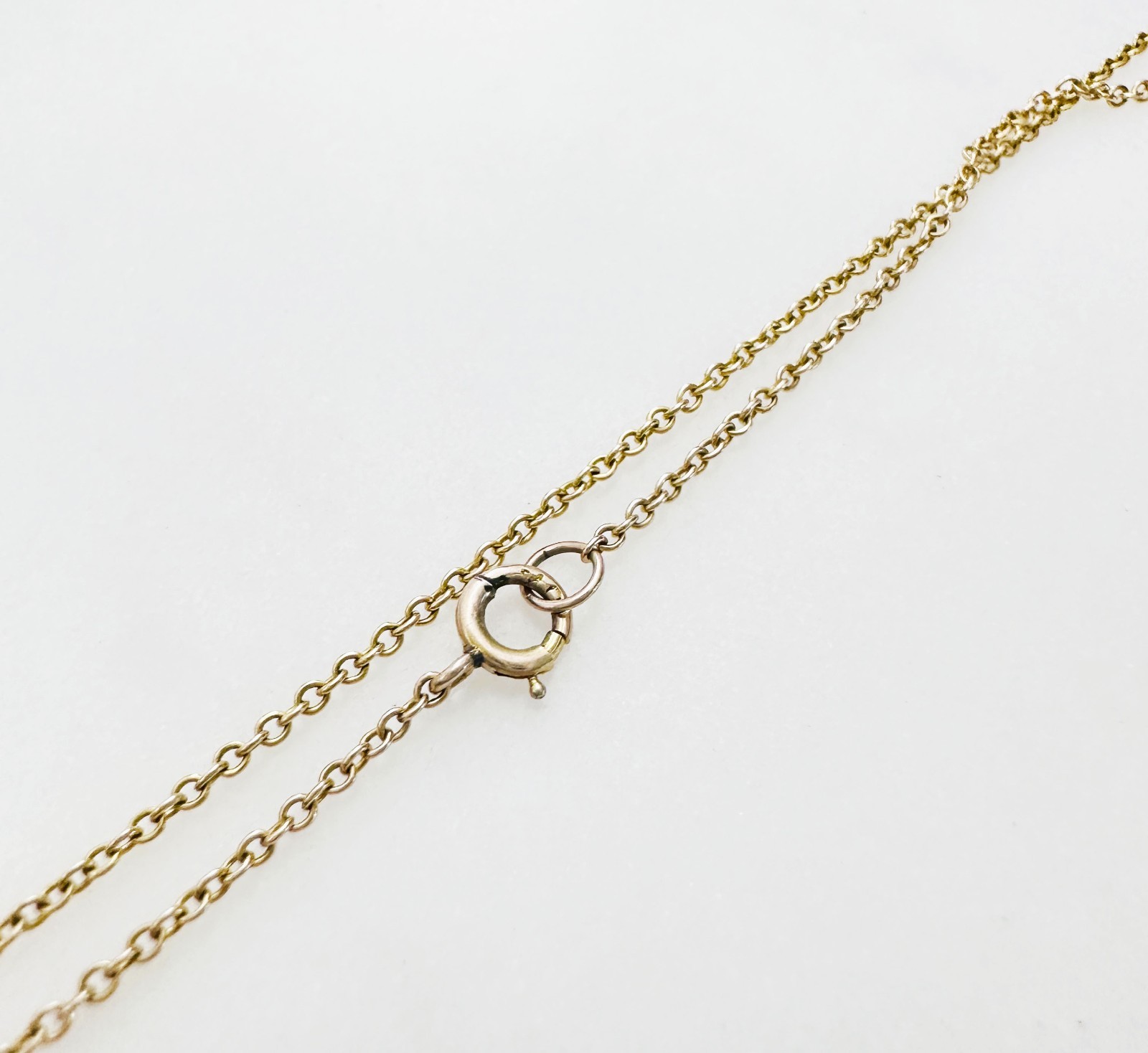 Vintage Solid 10K Yellow Gold Rolo Link Chain Necklace, 1.1mm, 15 3/8″