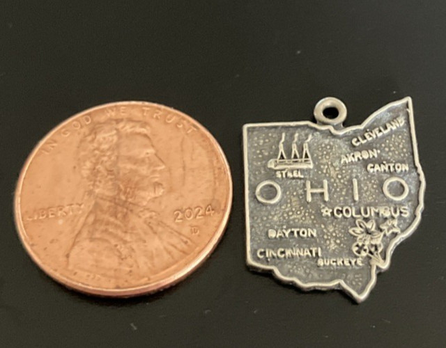 VINTAGE “OHIO” TRAVEL STATE CHARM – STERLING SILVER 925