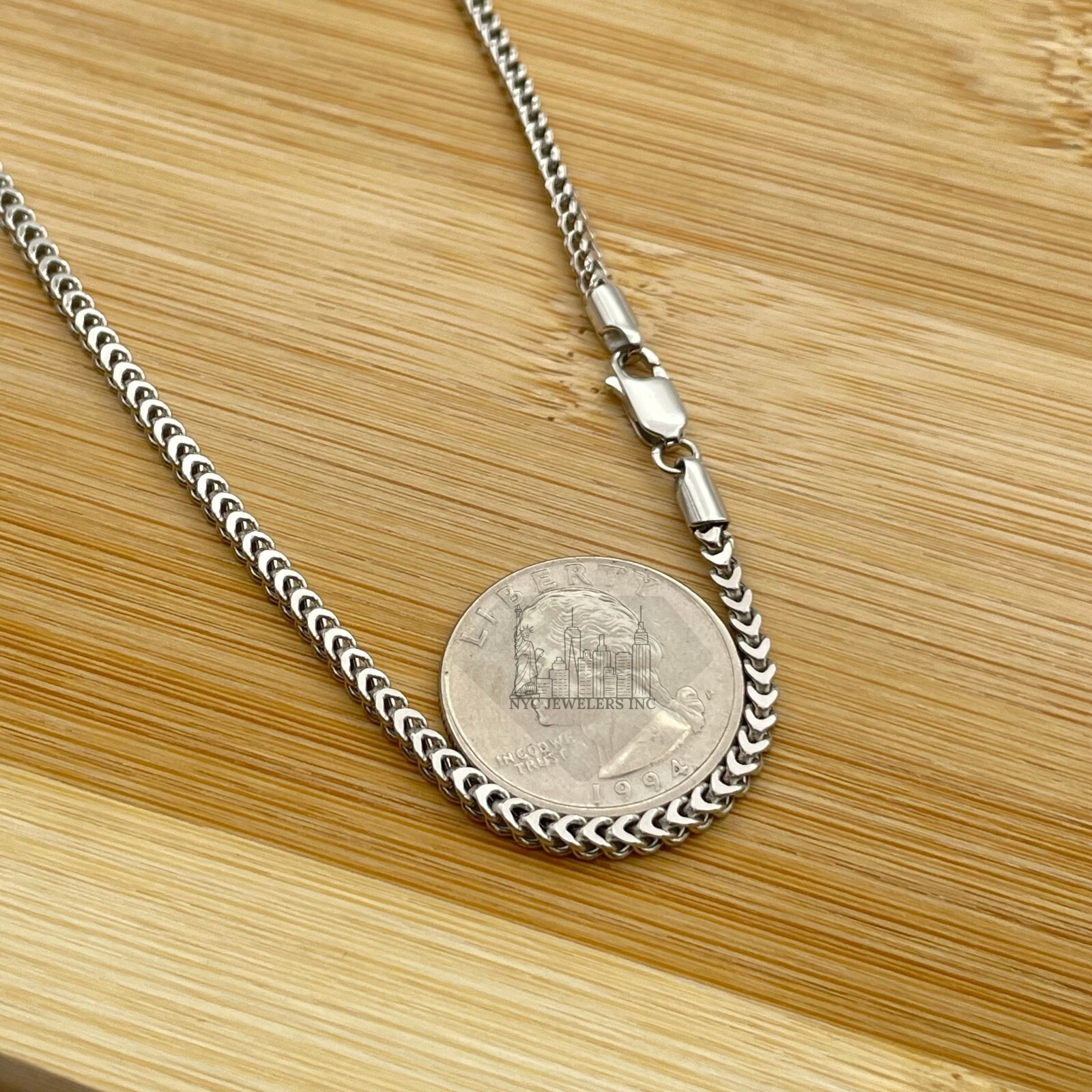 Italian Solid Sterling Silver Franco Chain Necklace Thick 925 Silver Chain 2.5MM