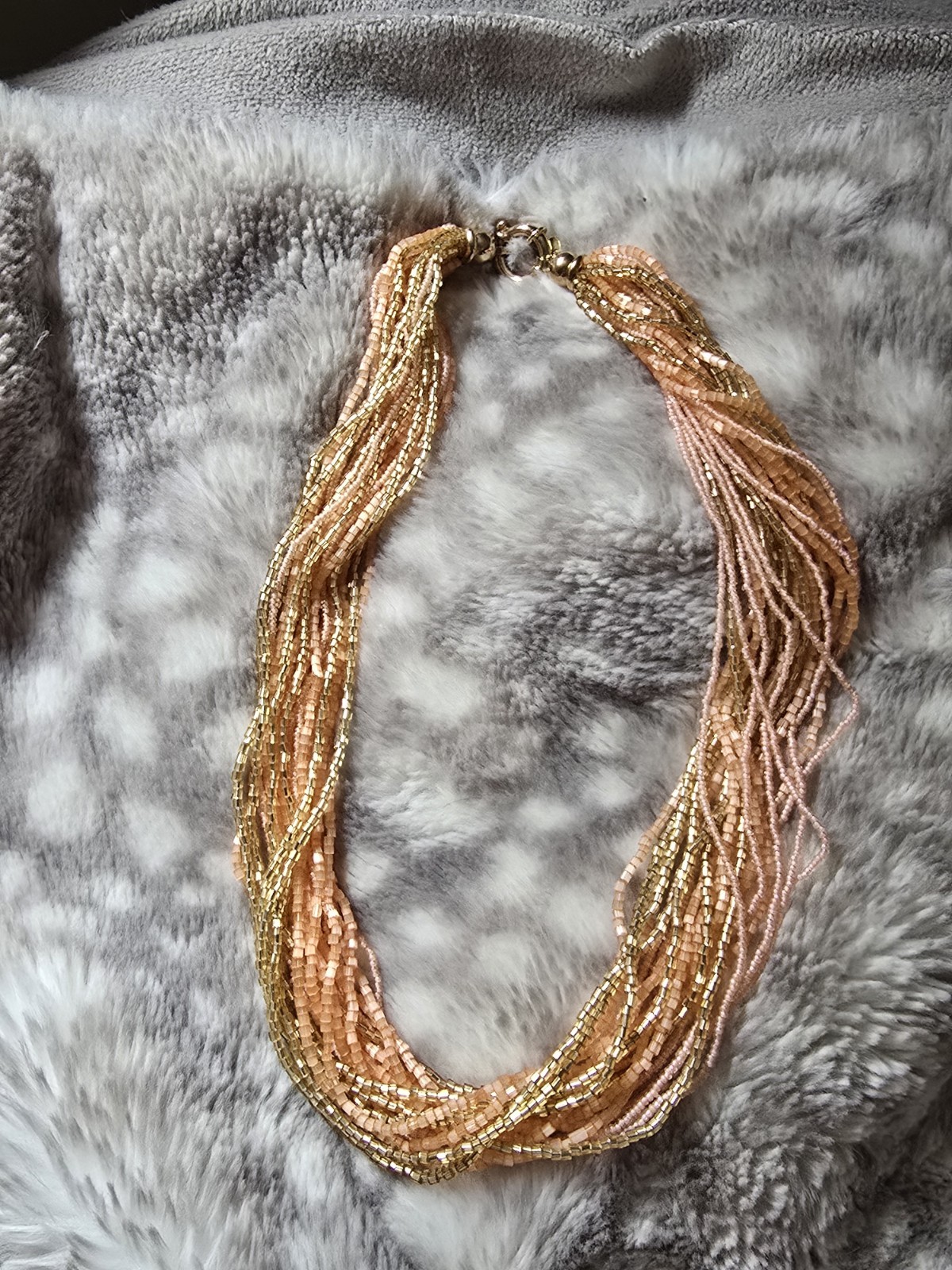 $200 Ross Simons 18k/Sterling Silver Murano Coral Gold multi strand Necklace