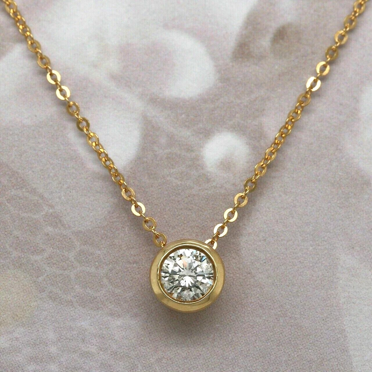 14K Yellow Gold Plated 1Ct Round Cut White Moissanite Women’s Bezel Pendant