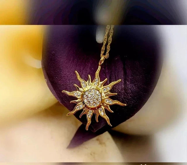 1.50Ct Round Cut Lab-Created Diamond Sunburst Pendant 14K Yellow Gold Plated