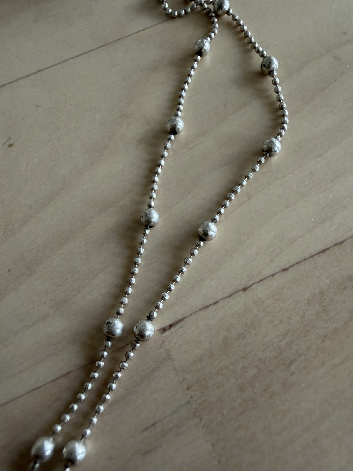 13-14 Inch Choker Necklace Chain 925 Sterling Silver Station Bead