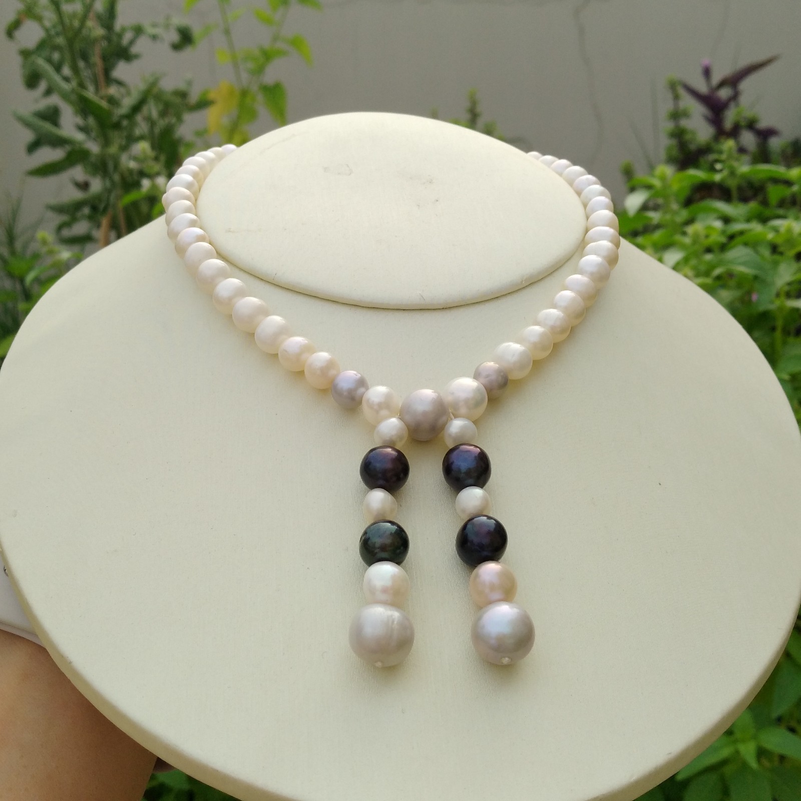 17in Design Pretty AAA+ South Sea White Multi-color Pearl Necklace 14k Gold P