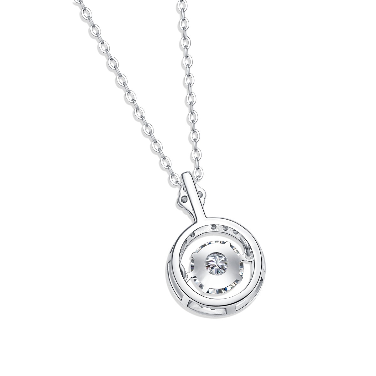 S925 Sterling Silver Moissanite Pendant – Platinum Plated 1ct Necklace, 40cm Cha