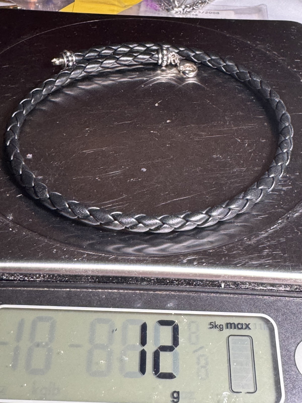 RLM Studio Sterling Silver Braided Leather Cord Necklace 17″ Toggle Signed
