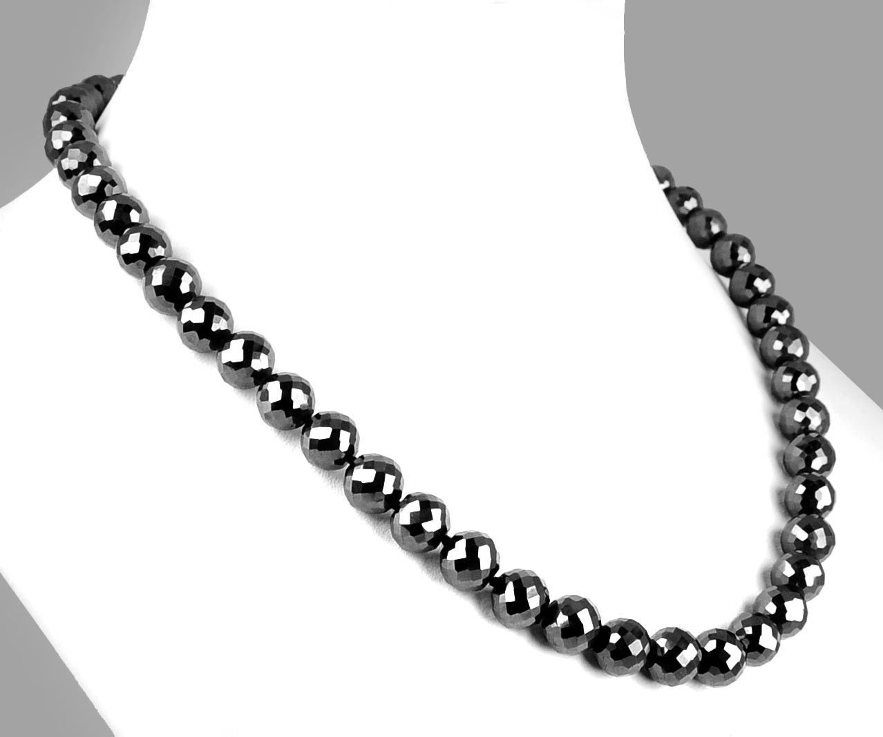 Genuine 9 mm Rare Black Diamond Necklace 18 inches AAA Certified Christmas Gift