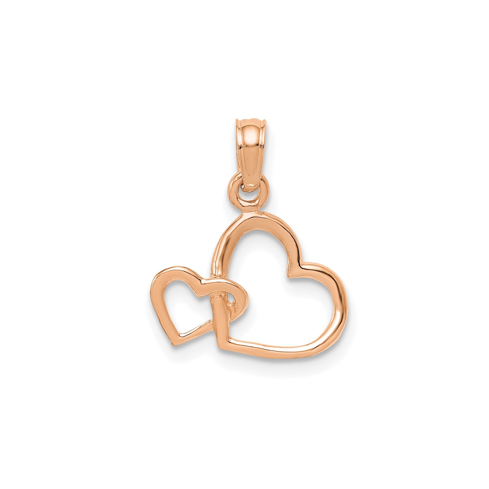 10k Rose Gold Interlocking Heart Pendant Necklace Love Symbol for Women