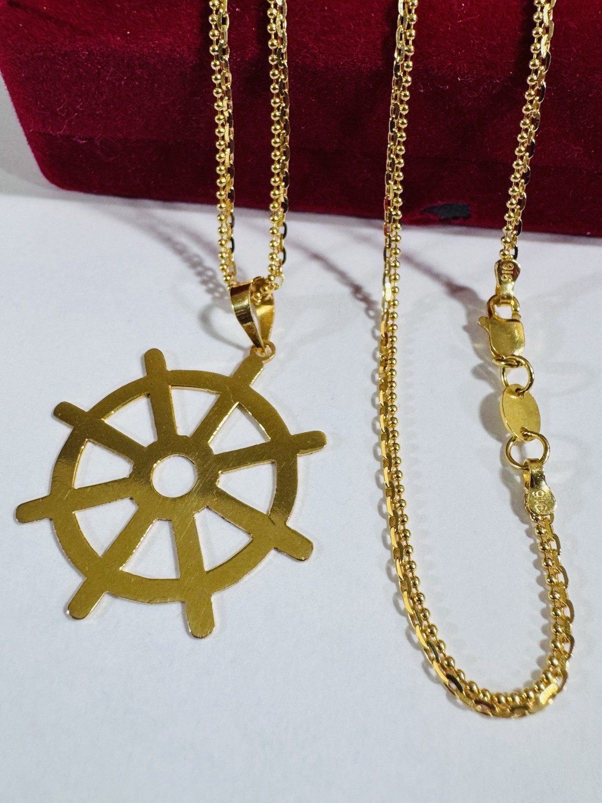 Saudi Dubai 22K Solid 916 Real Gold Mariner Set Necklace 20” Long 8.04g 2.2mm