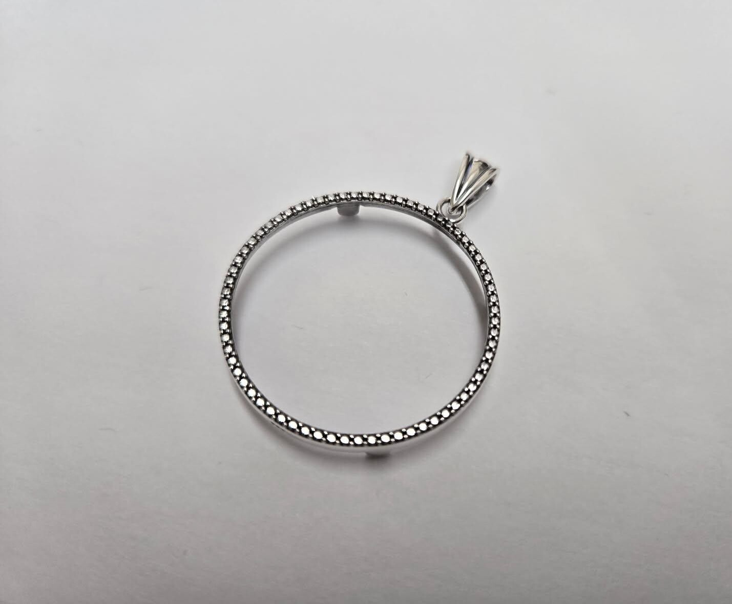 925 Sterling Silver 50 Cent Half Dollar Bezel Illusion Edge 30mm Prong Back