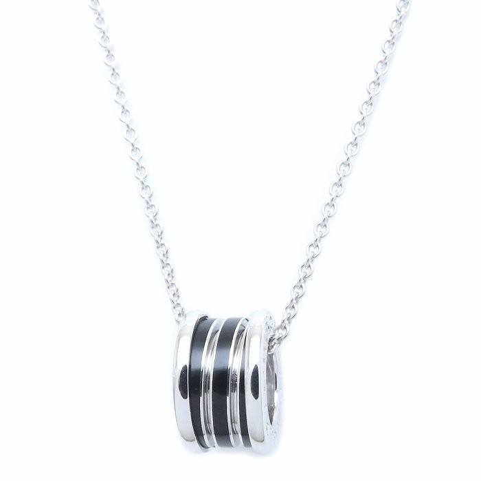 BVLGARI B.zero1 18K White Gold Black Ceramic Necklace /294504