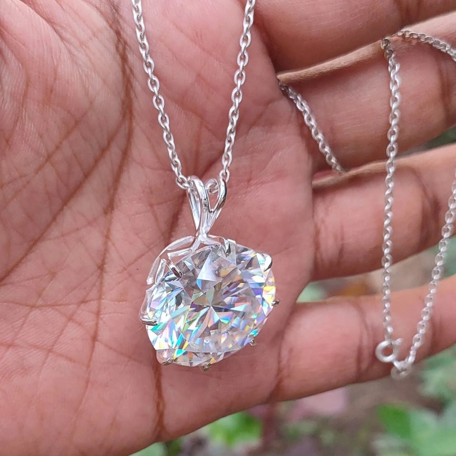 RARE 38.80 Ct Round White Diamond Solitaire necklace! FREE Shipping
