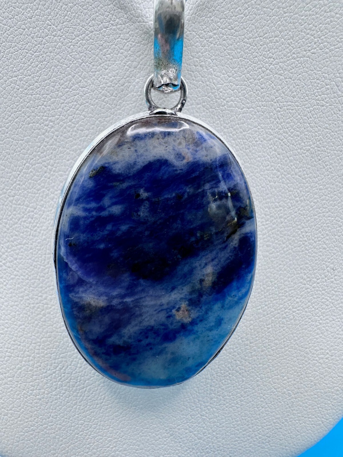 925 Sterling Silver Necklace & Pendant Blue Tourmaline Marked 925