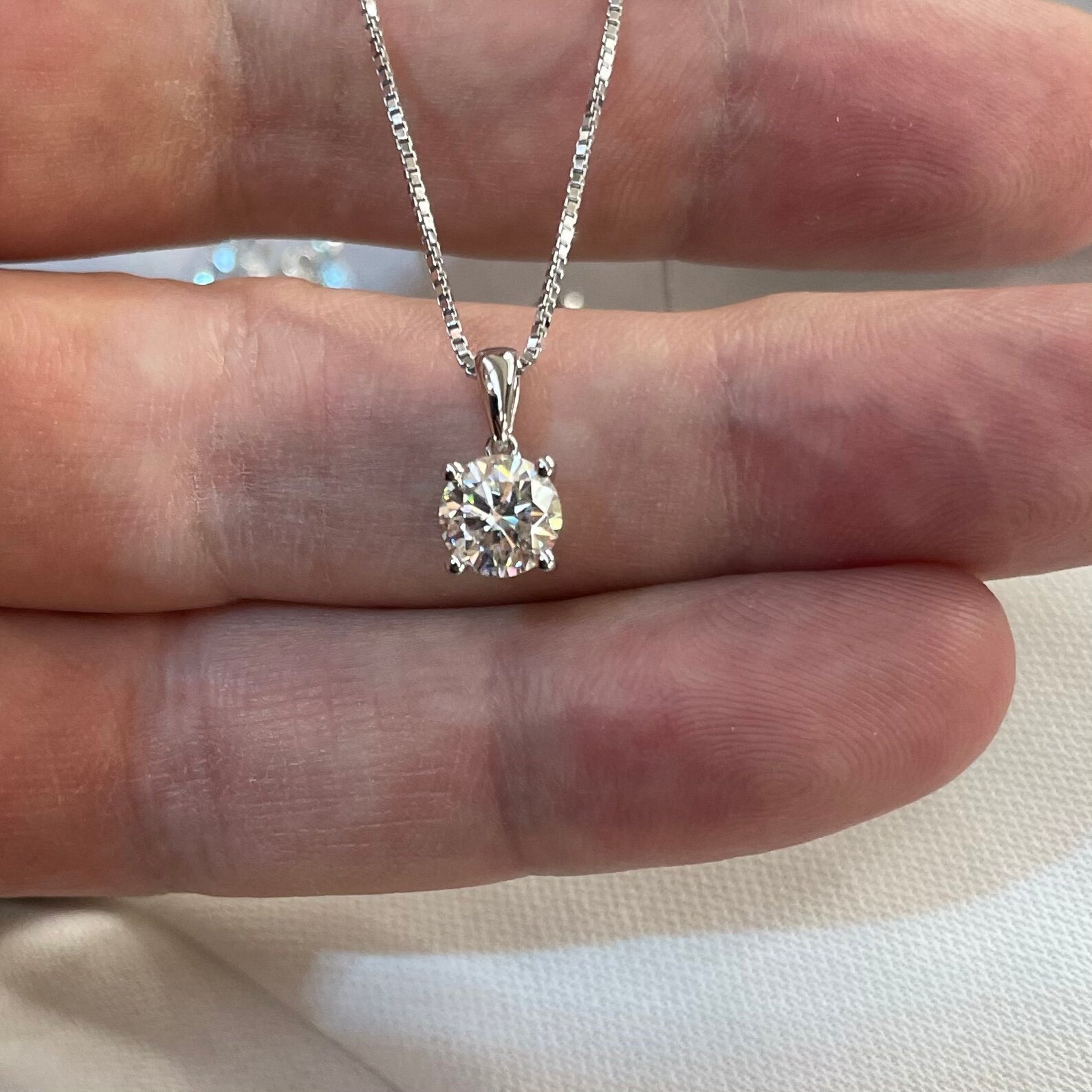 Special Discount! 0.70CT Round Natural Diamond 14K White Gold Solitaire Pendant