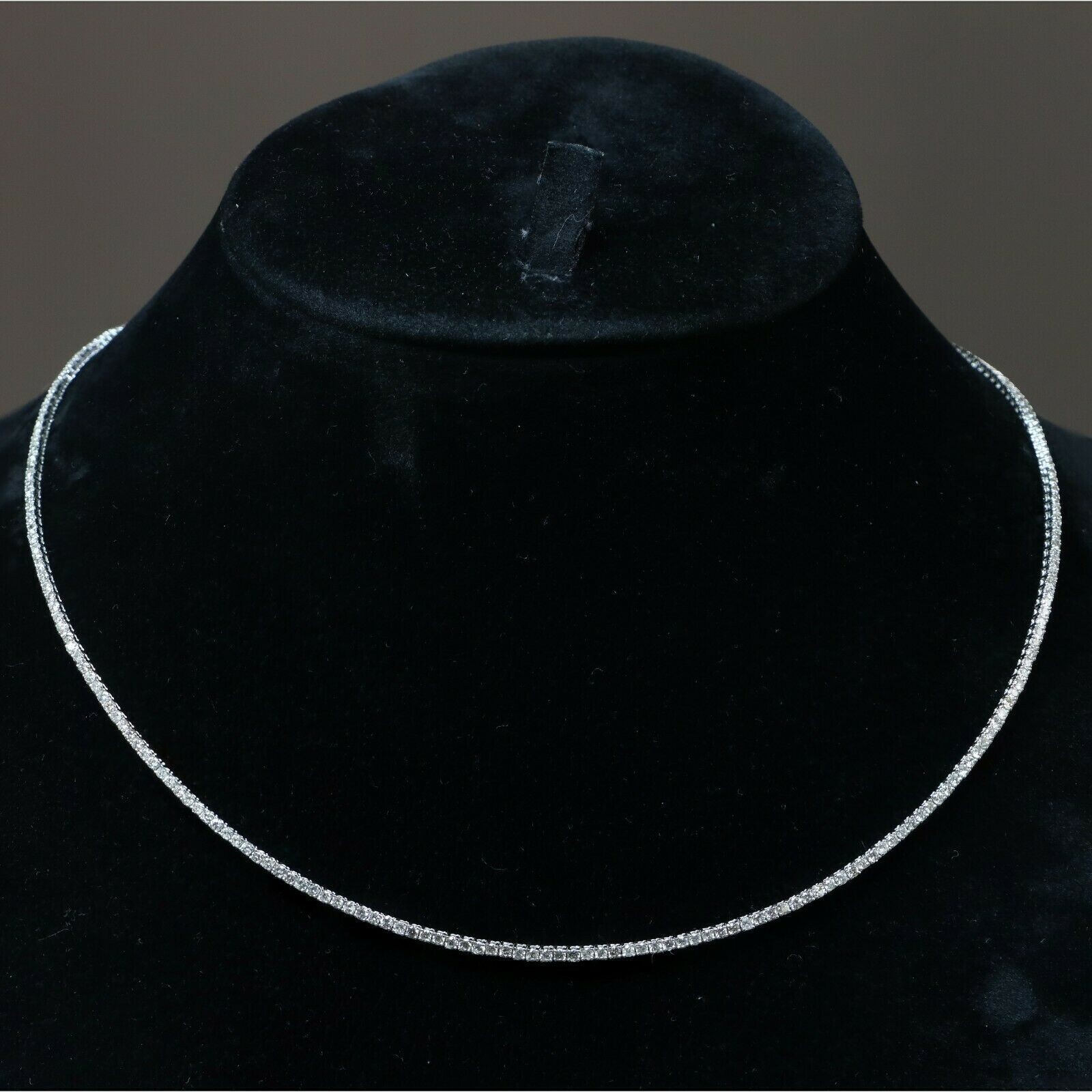 4.50CT GIA Certified Natural Diamond Tennis Necklace 14K White Gold 16″ Inch