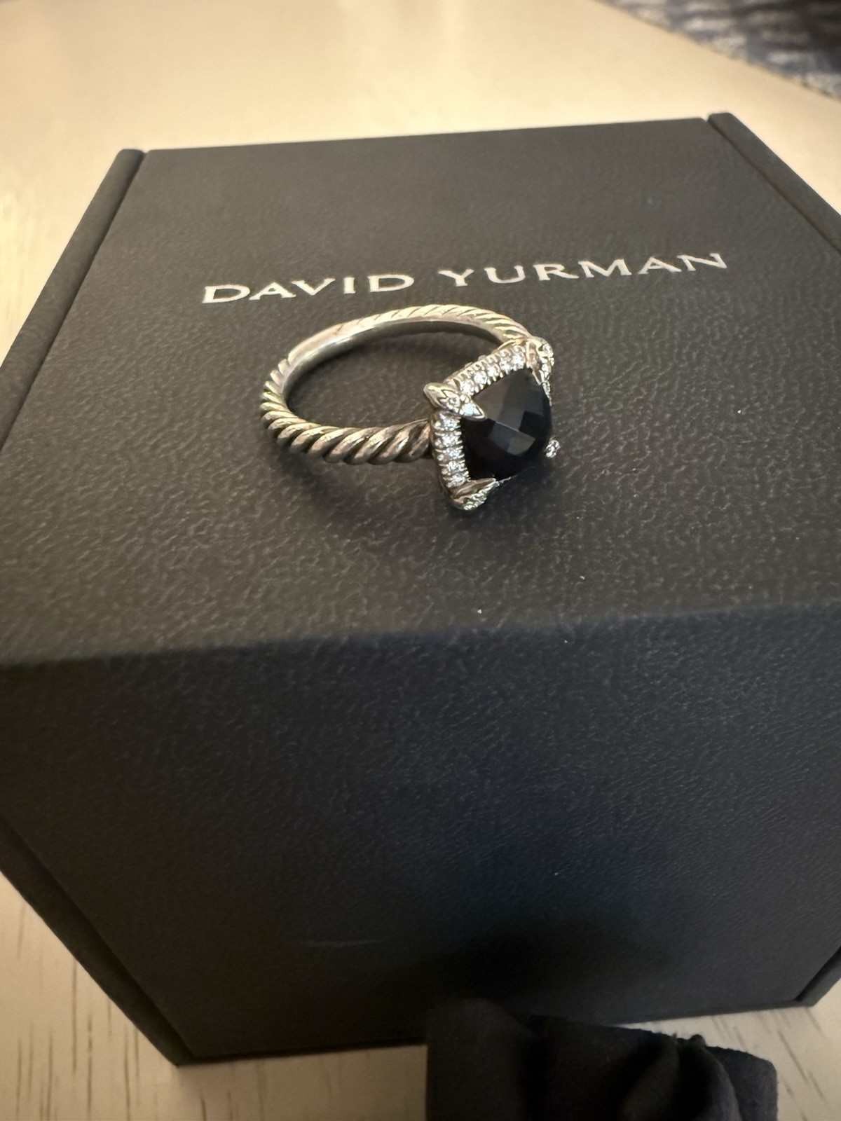 David Yurman Petite Chatelaine Onyx Pave Diamond Bezel Ring Pendant Necklace