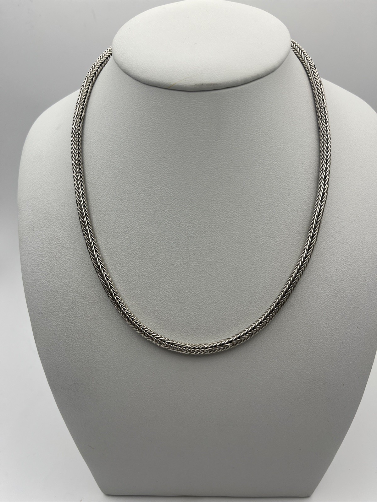 Sterling Silver Foxtail 4.0mm Round Link Chain Necklace 17”